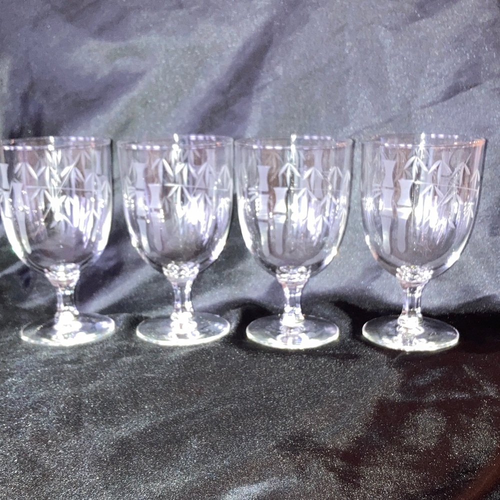 MCM Sasaki Etched Bamboo Goblet Set